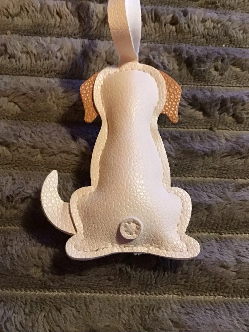 Cream and Tan Dog-Shaped Accessory Charm